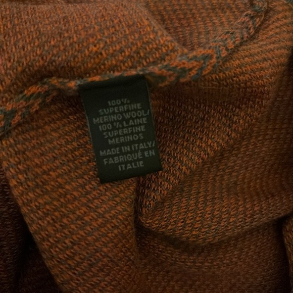 Saks Fifth Avenue Merino Wool Crew Neck Sweater Rust/Gray Size S Cozy Winter - Picture 6 of 6